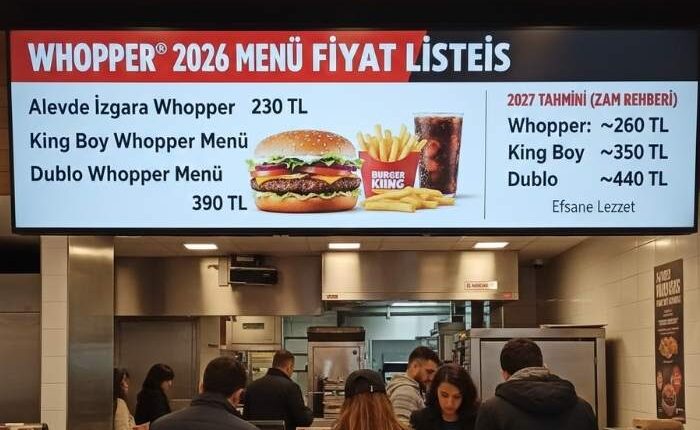 Burger King Whopper Menü Fiyat Listesi