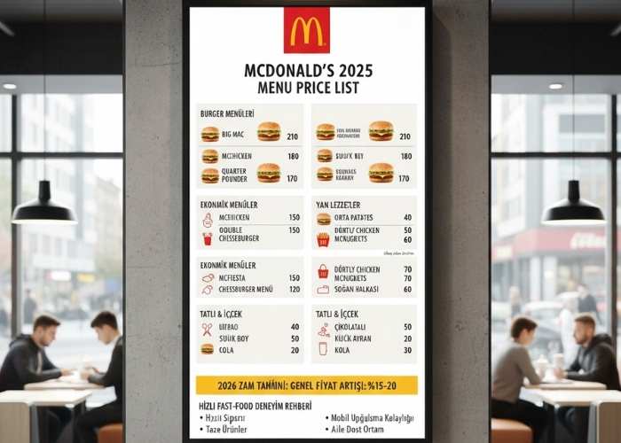 McDonalds Menü Fiyat Listesi
