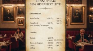 Zennup 1844 Menü Fiyat Listesi