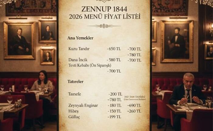Zennup 1844 Menü Fiyat Listesi